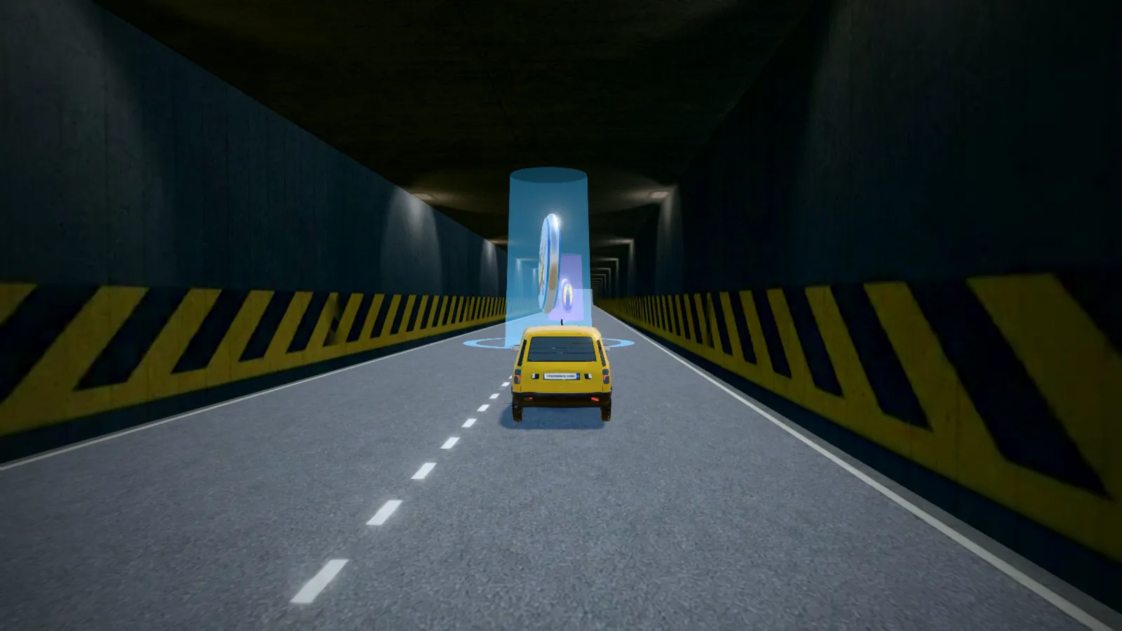 Flat out through the tunnel under the piazza
